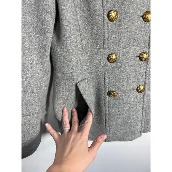 J. Crew Stadium Cloth Nello Gori Gray Wool Pea Winter Coat 4 Classic - Picture 5 of 6